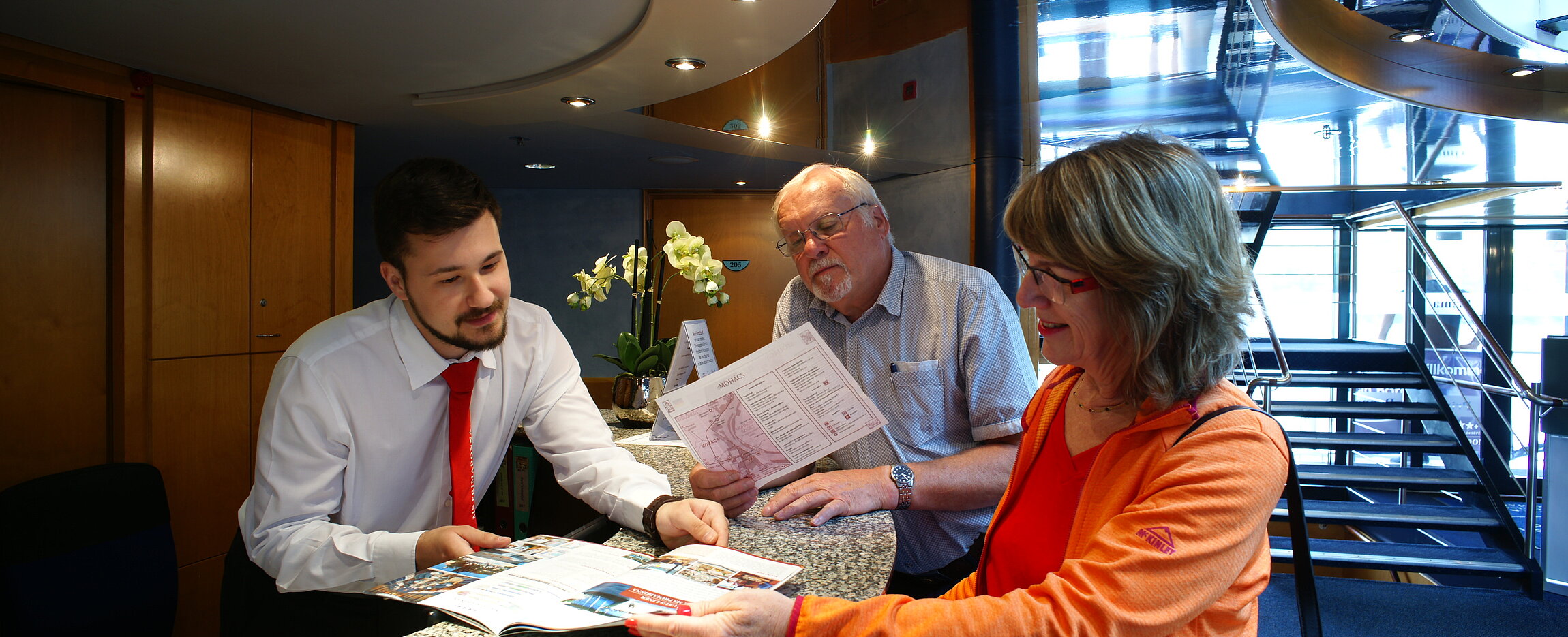 Der Rezeptionsbereich unserer MS Primadonna.