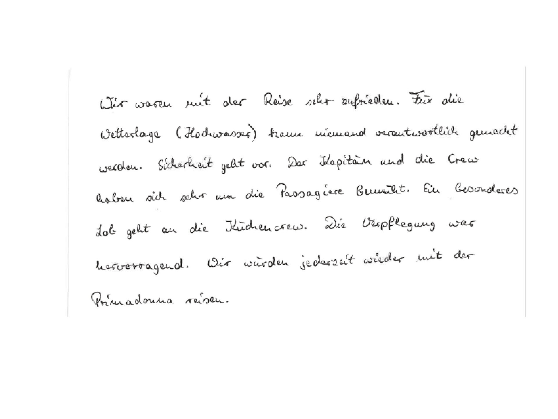 MS Primadonna Kunden-Brief