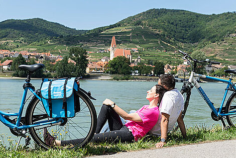 Radfahrer am Donauradweg